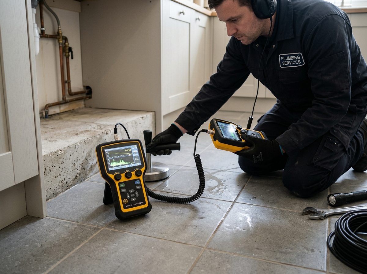 Plumbing diagnostic technician ready to answer calls and schedule slab leak service in Port Arthur